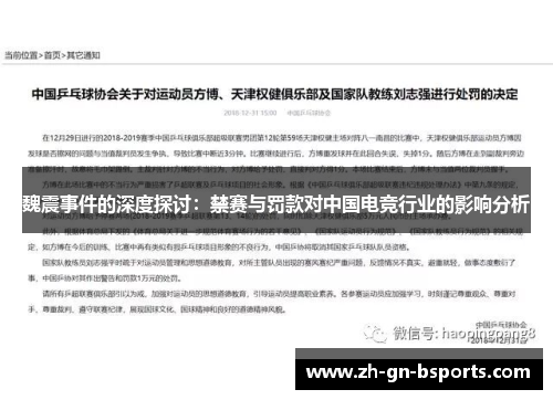 魏震事件的深度探讨:禁赛与罚款对中国电竞行业的影响分析 魏震事件的深度探讨:禁赛与罚款对中国电竞行业的影响分析
